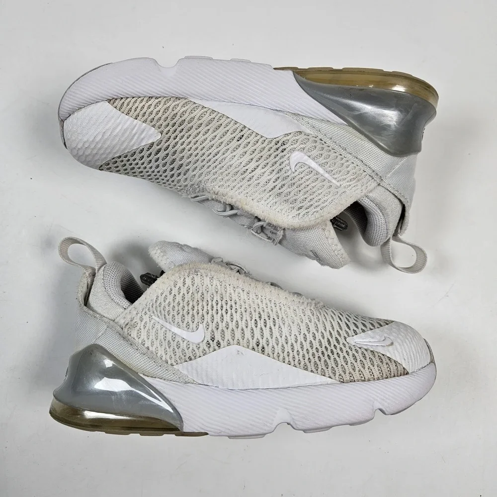 Nike Air Max 270 RT Kids 10C White‎  Platinum DD1646-103 Running Sneakers Shoes
